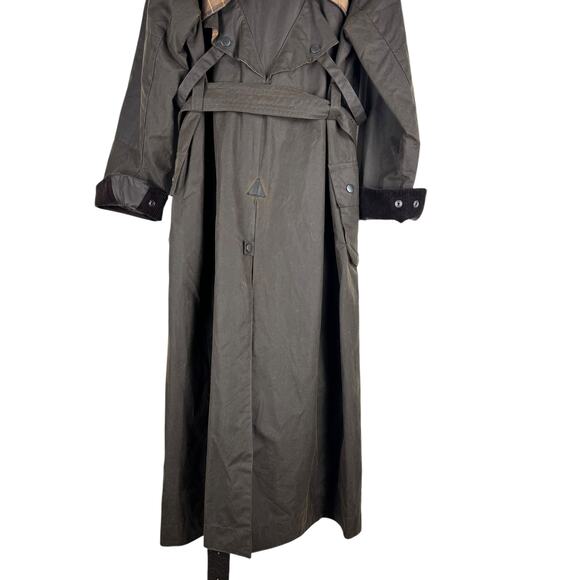 NEW Chloe X Barbour Dany Waxed Long Trench Coat Ruffles Brown Size 12 - Picture 10 of 15